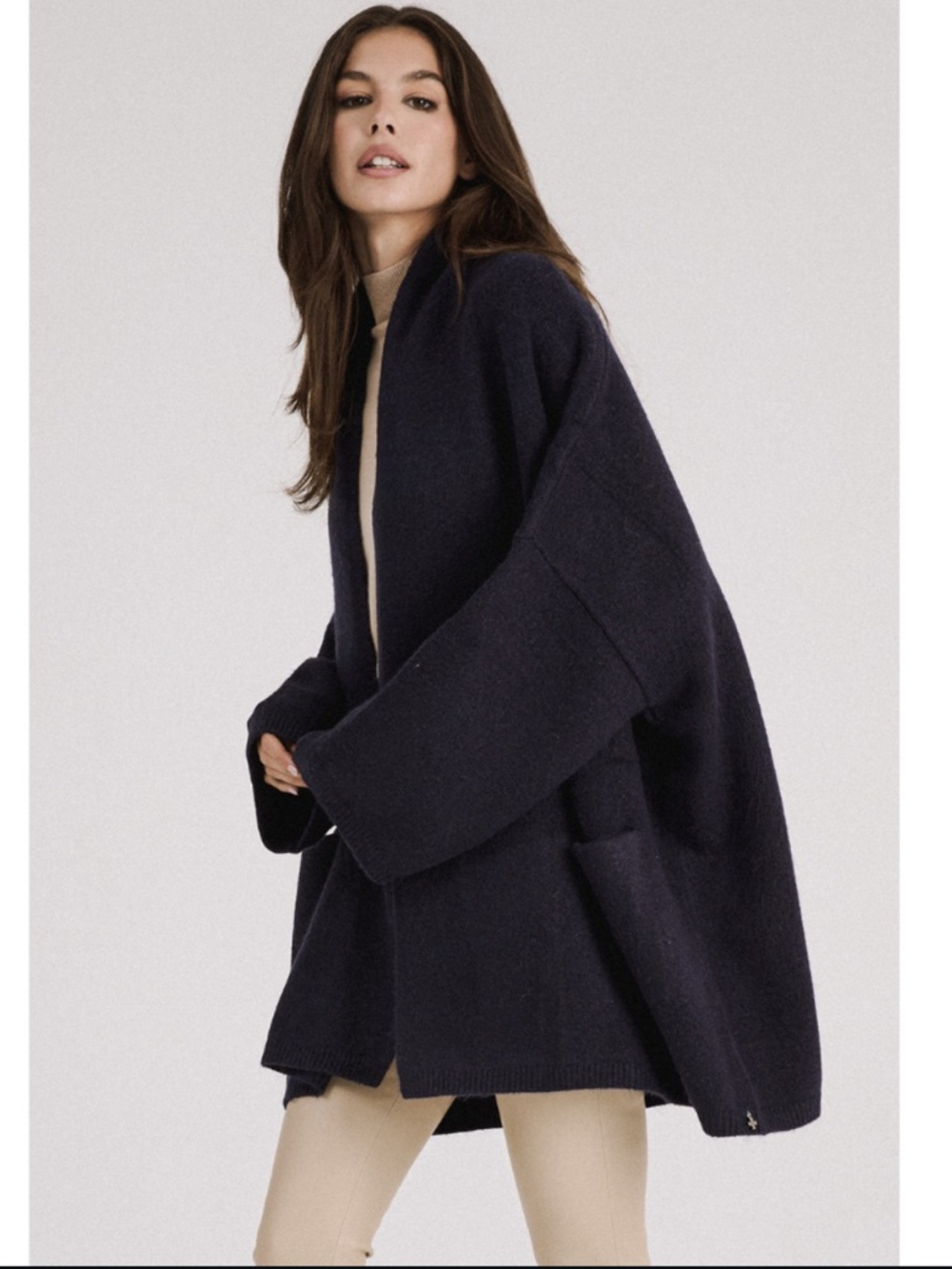 +BERYLL BERYLL ONE SIZE OPEN FRONT cocoon CARDIGAN BLACK cashmere